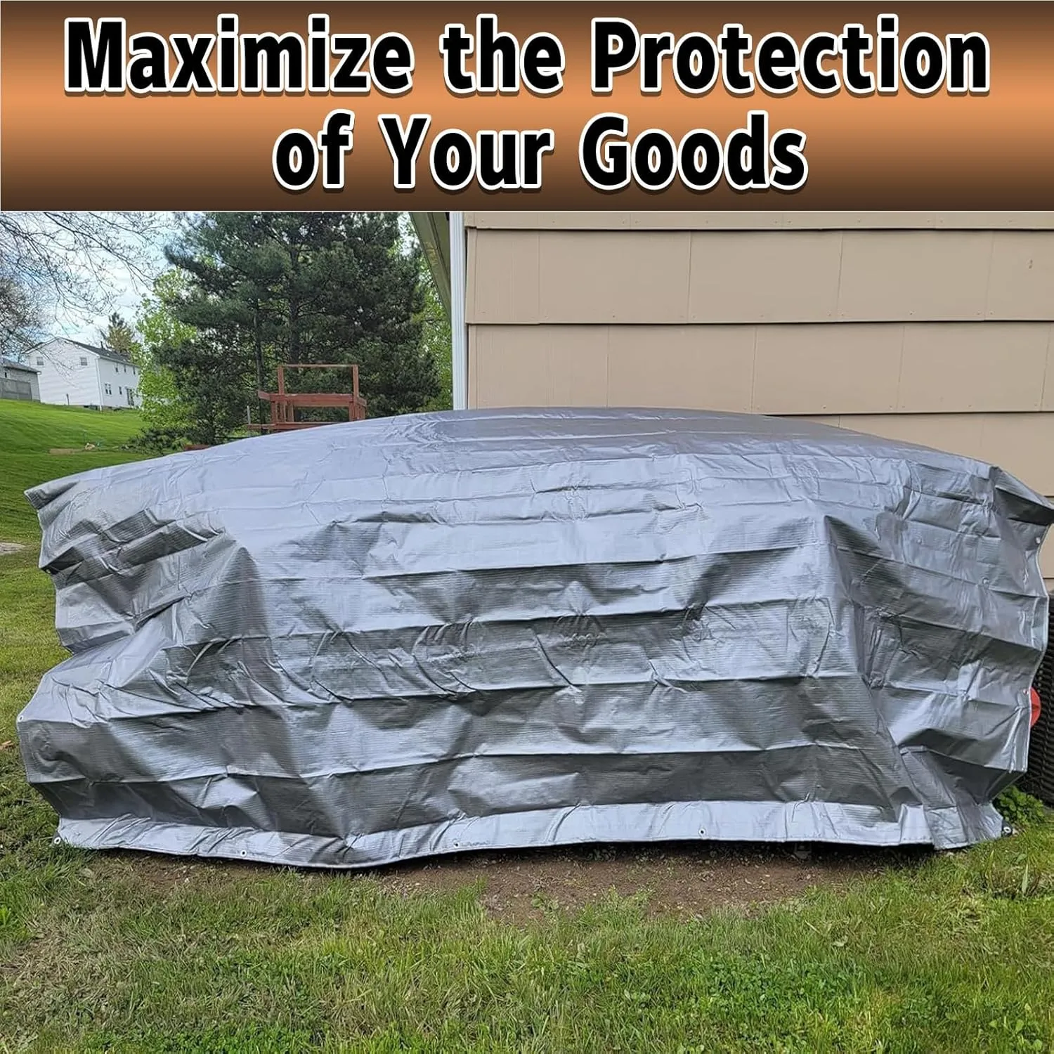Tarps Heavy Duty Waterproof 10x12 Ft, 10 Mil Thick, High Durability, Rip, UV Resistant and Tear Resistant with Metal Gromets Every 20 Inches (Silver/Brown - Reversible)