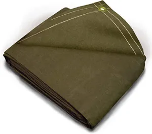 Tarps Now 5x7 ft Heavy Duty Canvas Tarp| 18 MIL Industrial Grade Fabric, Tear Resistance, Reinforced Edges, Brass Grommets | Ideal for Construction, Trucking, Manufacturing, Automotive –Olive Color