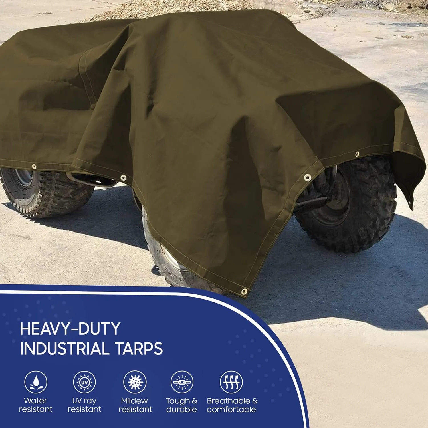 Tarps Now 5x7 ft Heavy Duty Canvas Tarp| 18 MIL Industrial Grade Fabric, Tear Resistance, Reinforced Edges, Brass Grommets | Ideal for Construction, Trucking, Manufacturing, Automotive –Olive Color