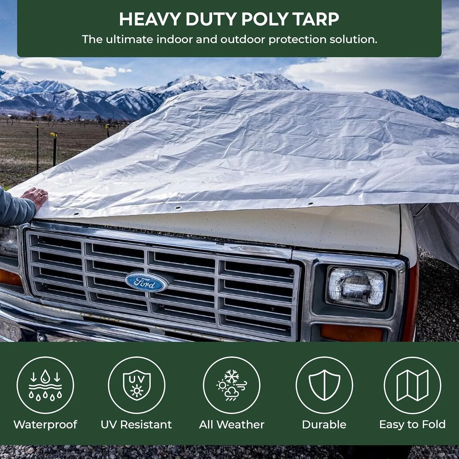 Tarps Now 6x12 ft Heavy Duty Plastic Tarp (Poly Tarp)|12 MIL Waterproof Cover|Rip & Tear-Resistant|Rustproof Grommets & Reinforced Edges|Ideal for Roof, Camping, Tent & Outdoor Protection - Silver