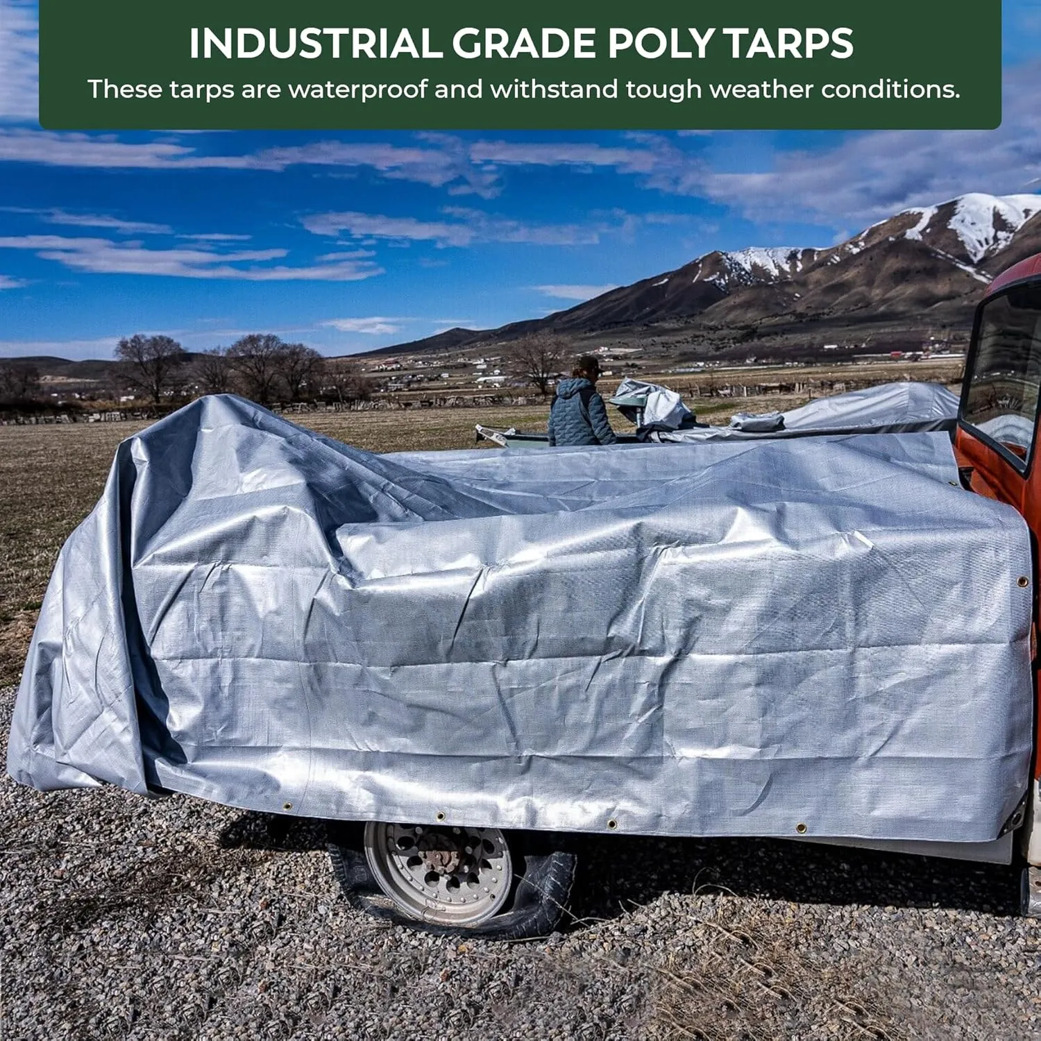 Tarps Now 6x12 ft Heavy Duty Plastic Tarp (Poly Tarp)|12 MIL Waterproof Cover|Rip & Tear-Resistant|Rustproof Grommets & Reinforced Edges|Ideal for Roof, Camping, Tent & Outdoor Protection - Silver