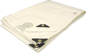 Tarps Now 8x10 Feet Fire Retardant Poly Tarp |12 MIL Heavy Duty Waterproof Cover |Rip and Tear Proof Plastic Tarp with Rustproof Aluminum Grommets & Reinforced Edges |Ideal for Camping - White