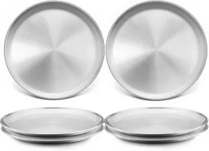 TeamFar Toddler Plates, 8 Inch Stainless Steel Kids Dinner Metal Plates, Round Serving Salad Dishes for Camping Outdoor Party, Safe & Healthy, Sturdy & Heavy Duty, Dishwasher Safe – Set of 6