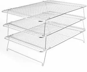 Tebery 304 Grade Stainless Steel Baking Rack 3-Tier Stackable Cooling Rack Set for Baking Cooking Grilling - 16.5" x 12"