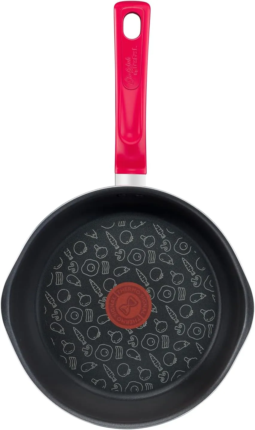 Tefal Chefclub Deep Frying Pan, 22 cm, Raspberry Red, Titanium Non-Stick Coating, Thermo-Signal, Induction G8061704