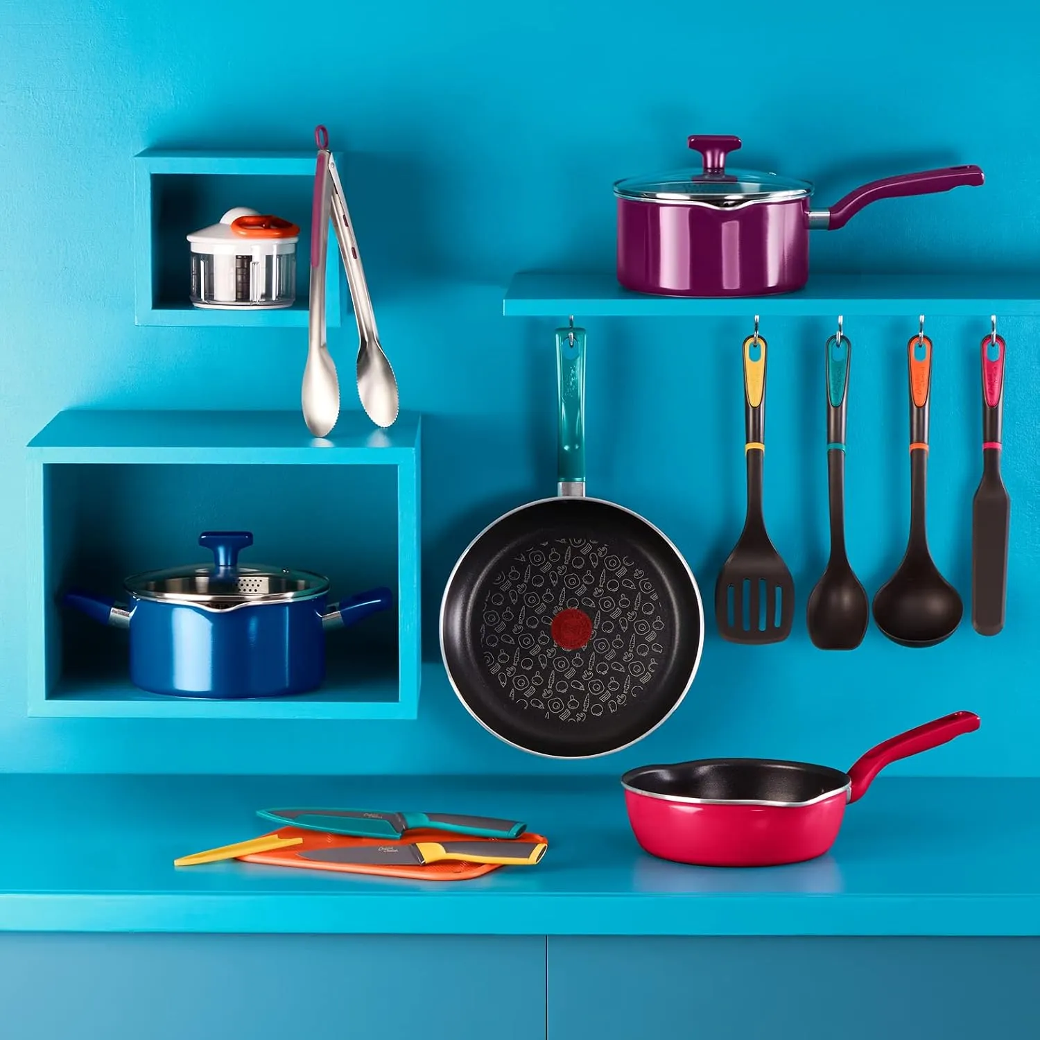 Tefal Chefclub Deep Frying Pan, 22 cm, Raspberry Red, Titanium Non-Stick Coating, Thermo-Signal, Induction G8061704
