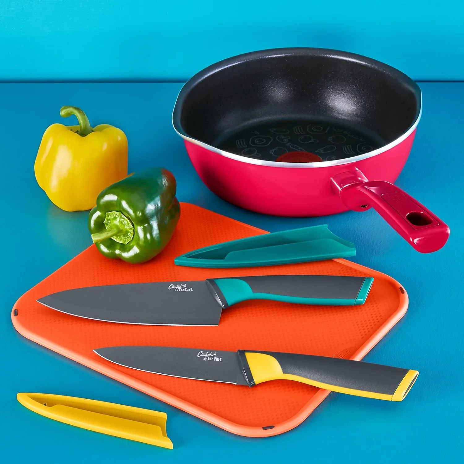 Tefal Chefclub Deep Frying Pan, 22 cm, Raspberry Red, Titanium Non-Stick Coating, Thermo-Signal, Induction G8061704
