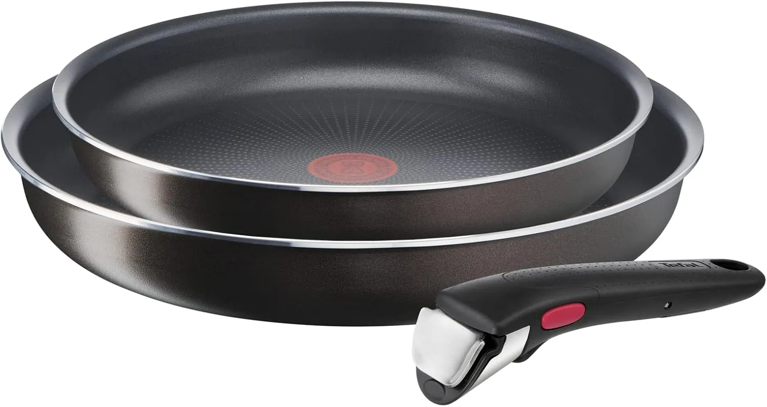 Tefal Ingenio L1509202 Frying Pans 24/28 cm, Removable Handle, Non-Induction, Non-Stick Coating, Stackable, Dishwasher Safe, Easy Plus, Set of 2