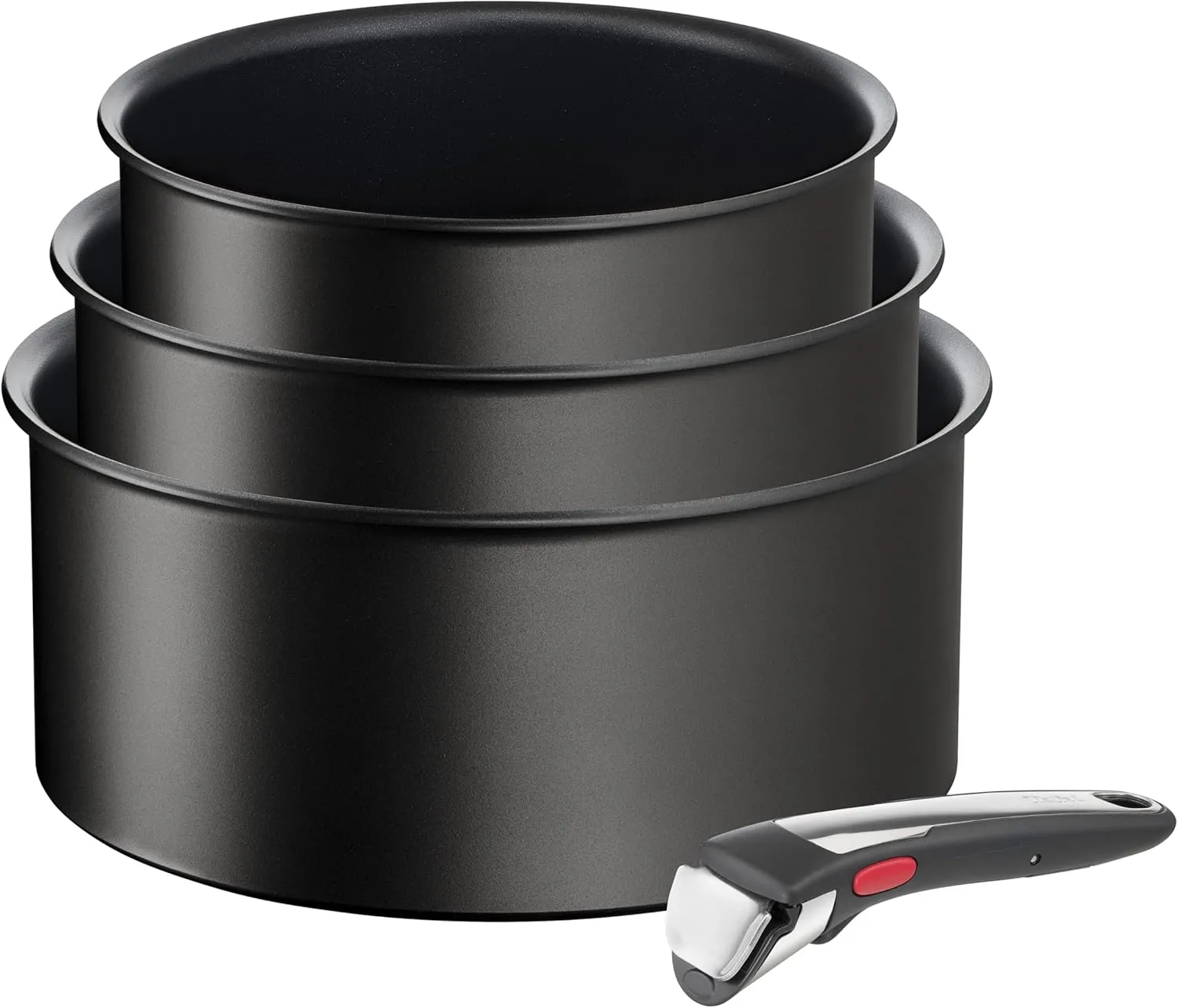 Tefal Ingenio L7679202 Set of 3 Saucepans   Removable Handle, Induction, Non-Stick Coating, Stackable, Dishwasher Safe, Made in France, Eco Resist On