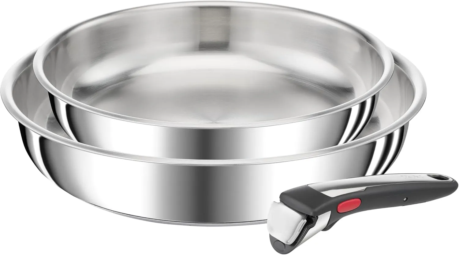 Tefal Ingenio Preference On Set of 2 Frying Pans 24/28 cm   Removable Handle, Induction, Stainless Steel, Stackable, Dishwasher Safe, Made in France L9759002