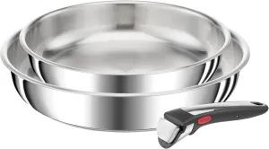 Tefal Ingenio Preference On Set of 2 Frying Pans 24/28 cm   Removable Handle, Induction, Stainless Steel, Stackable, Dishwasher Safe, Made in France L9759002