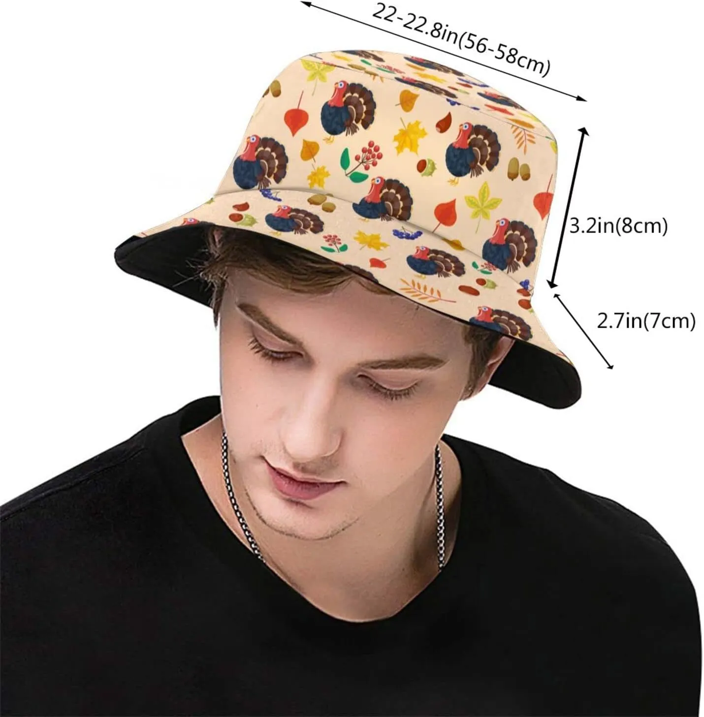 Thanksgiving Turkey Bucket Hat for Men Women Teens Packable Funny Turkey Sun Hats Fisherman Hat Cap