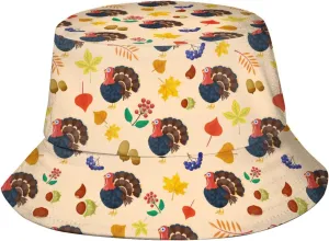 Thanksgiving Turkey Bucket Hat for Men Women Teens Packable Funny Turkey Sun Hats Fisherman Hat Cap
