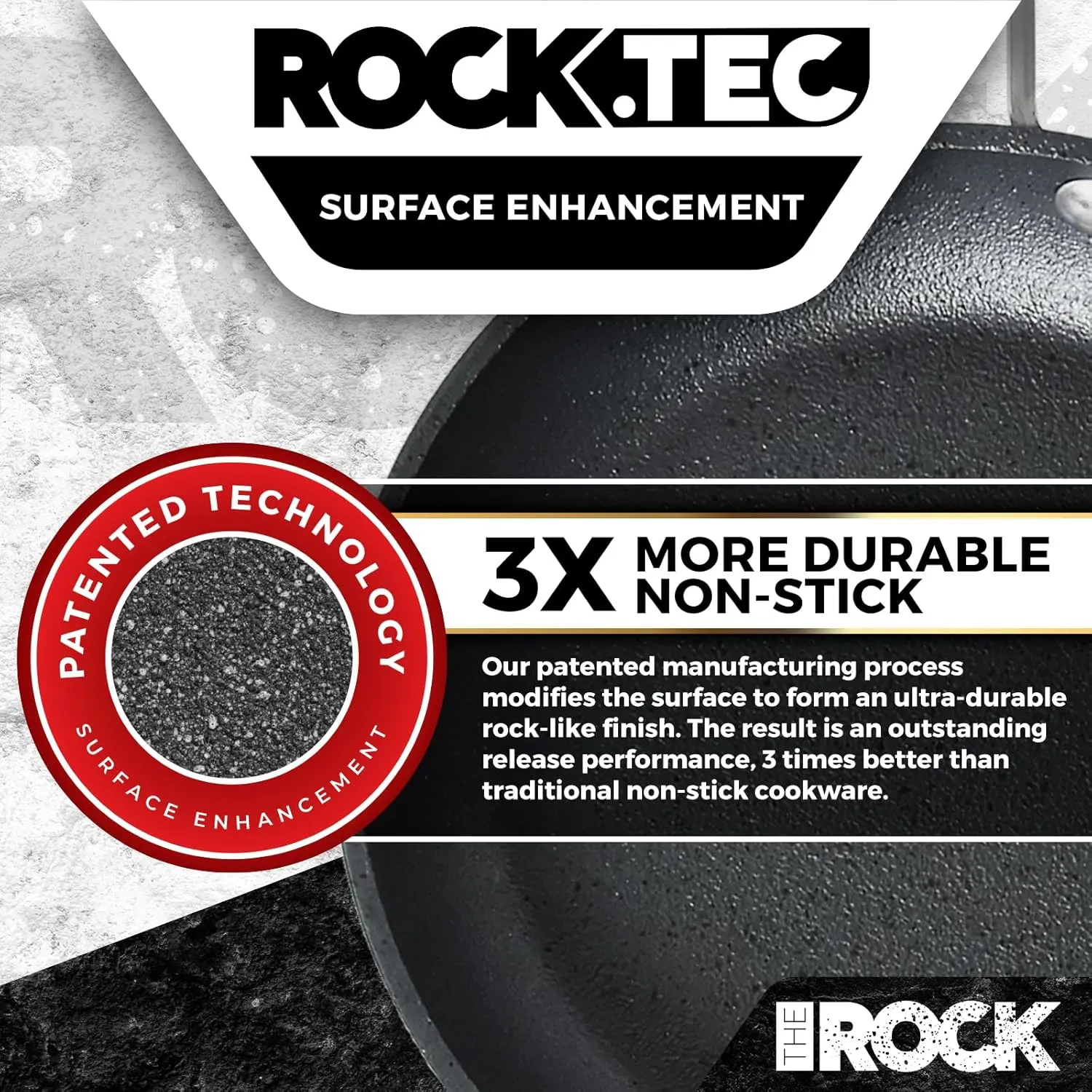 THE ROCK Single Serve Nonstick Pots and Pans Set, 4pc Portion Control Cookware Set with Rock.Tec, Stackable Set with Stainless Steel Handle, Scratch/Stain/Crack Proof, Oven & Dishwasher Safe, Black