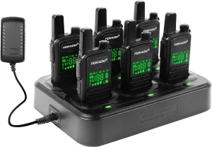 TIDRADIO TD-M11 Waterproof Walkie Talkies for Adults,LED Display,Wireless Programming,NOAA,VOX,Frequency Copy, Long Range Two Way Radios with 6 Way Gang Charger, for School Church Business (6 Pack)