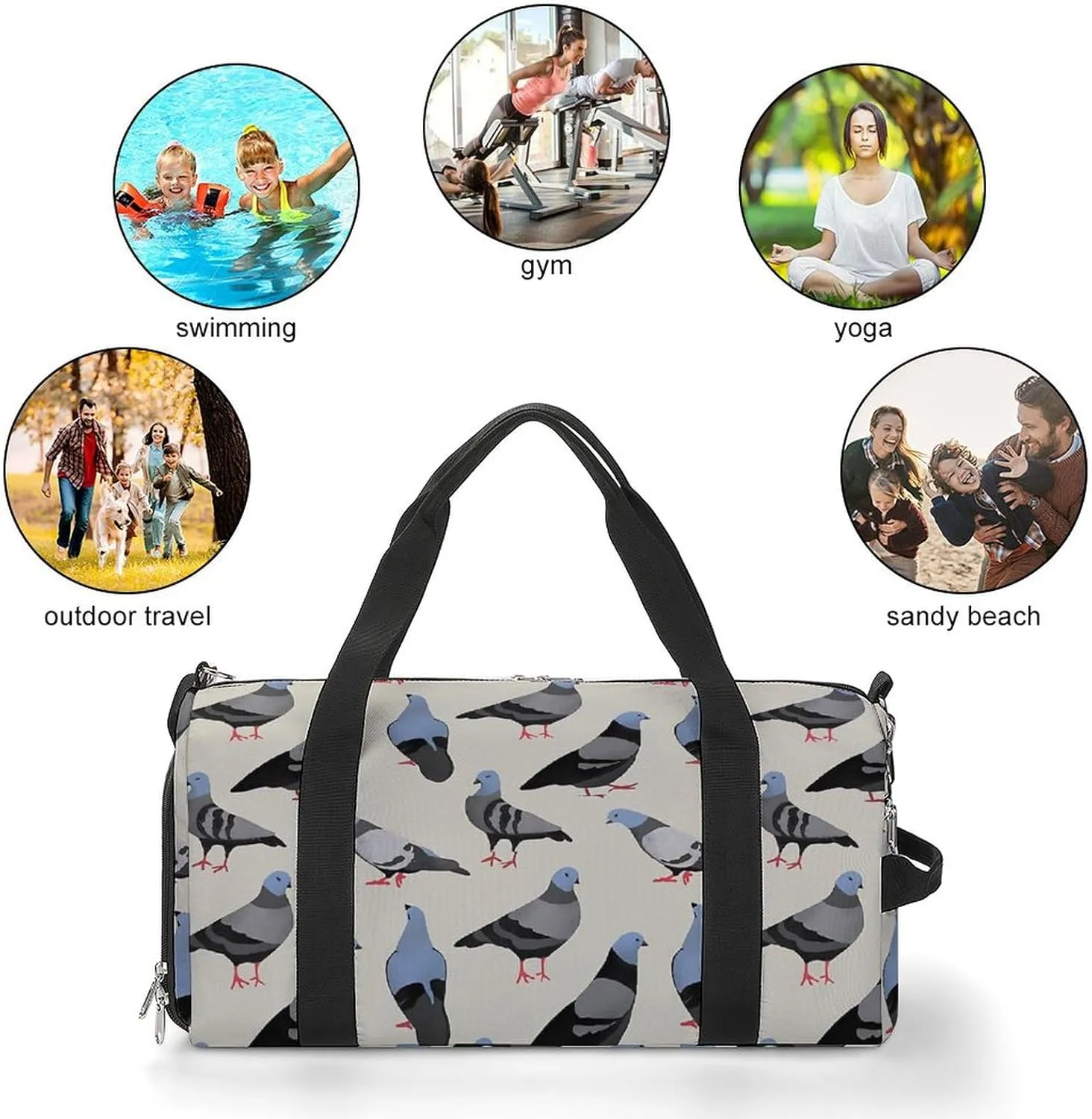 TigerPrint Portable Large Capacity Fully Printed Fitness Bag Unisex