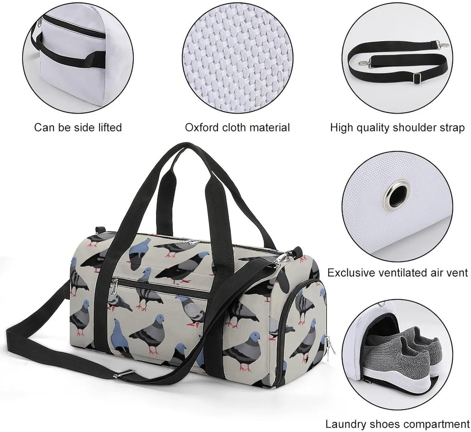 TigerPrint Portable Large Capacity Fully Printed Fitness Bag Unisex