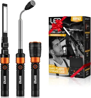 Tool Gifts for Men, 650,000 Lumens Rechargeable Flashlight, 3-in-1 LED Work Light with Magnetic Base & Pick-Up Tool, 5000mAh Battery, Hands-Free for Garage, Camping, Hiking, Emergency