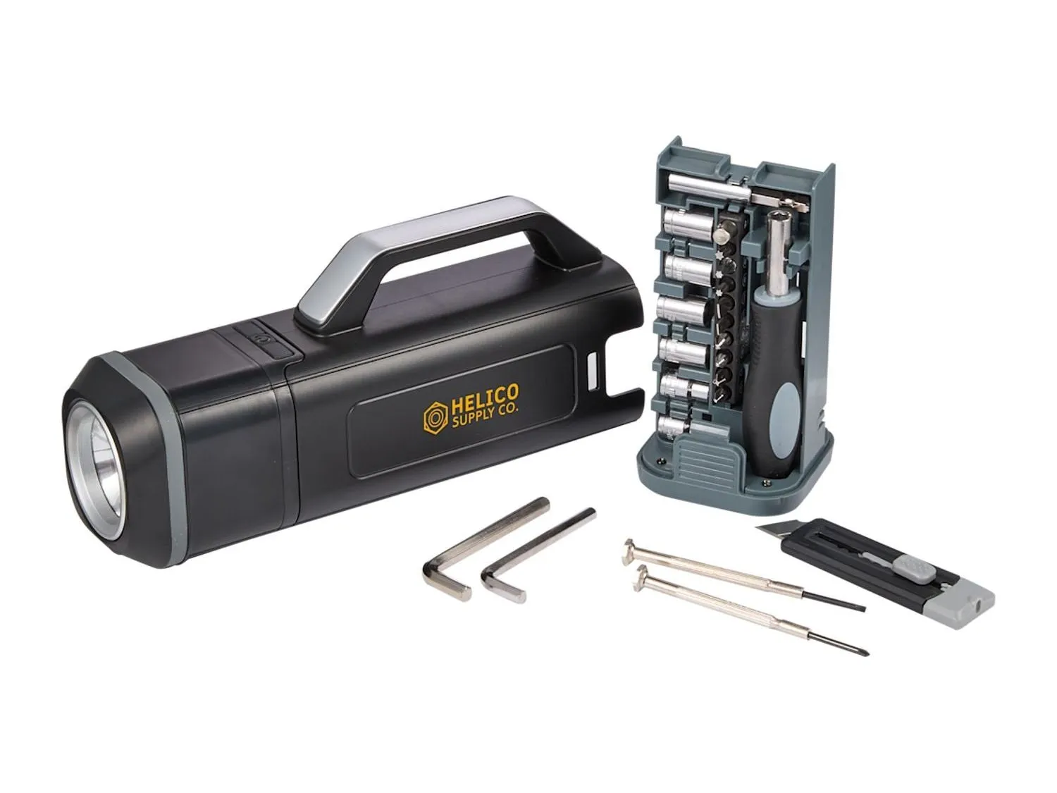 Tool Set With Rechargeable LED Flashlight