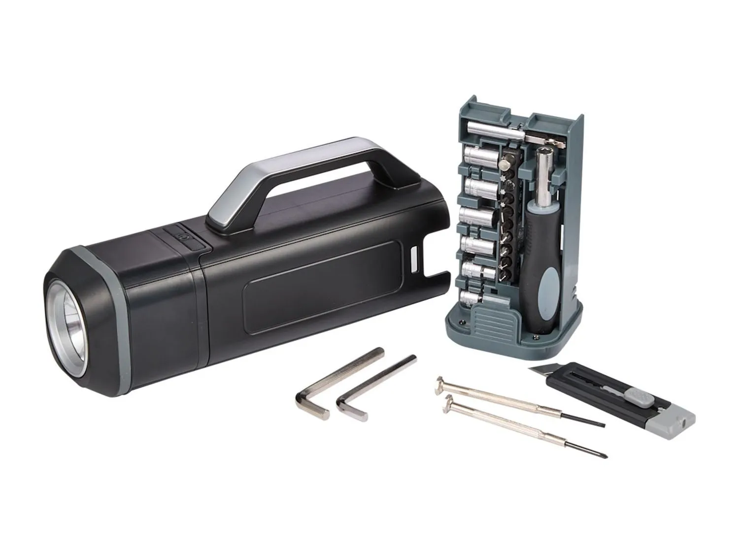 Tool Set With Rechargeable LED Flashlight