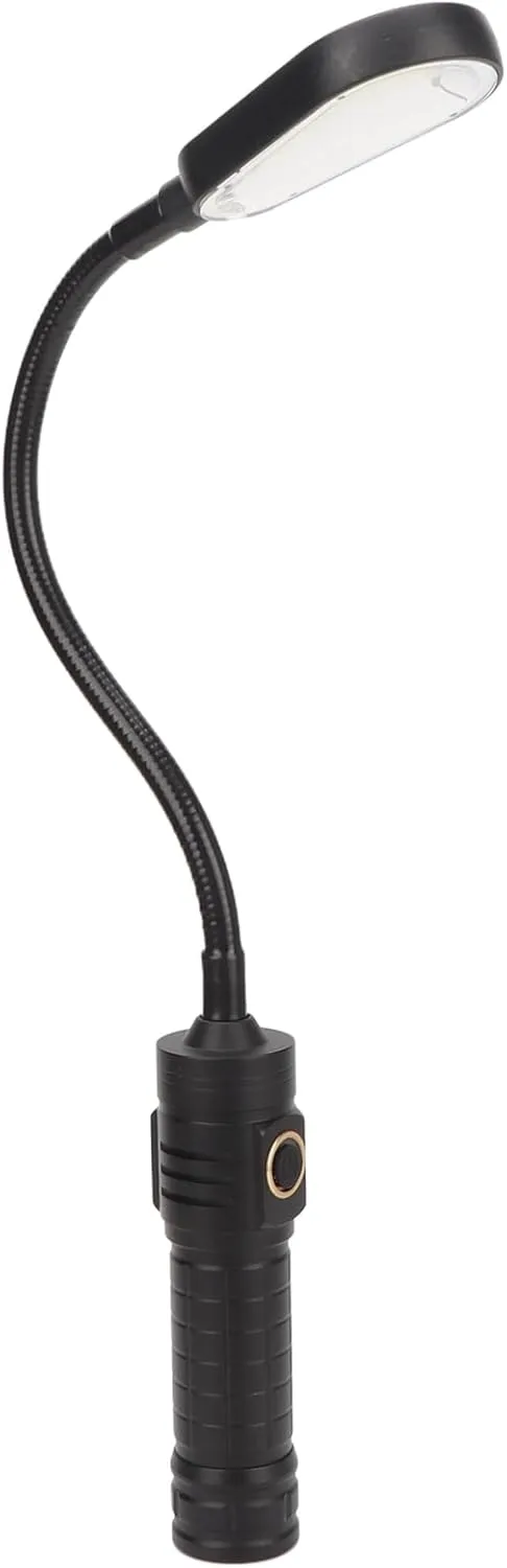 Topyond Powerful Magnetic Rechargeable Zoomable Work Light with Magnetic Base and Type-C Charging, Flexible Hose Design, XHP50 LED Flashlight