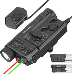 TOUGHSOUL Mlok and Picatinny Mounted Tactical Flashlight Green Laser Red Laser 3 in 1 Combo, 1200 Lumen Light with Remote Pressure Switch for Rifle