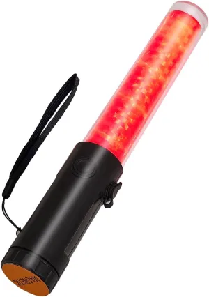Traffic Wand, 10 Inch Rechargeable Traffic Control Baton with Magnet, 3 Flashing Modes Red Safety Baton for Traffic Control, Parking, Aircraft, Car Directing