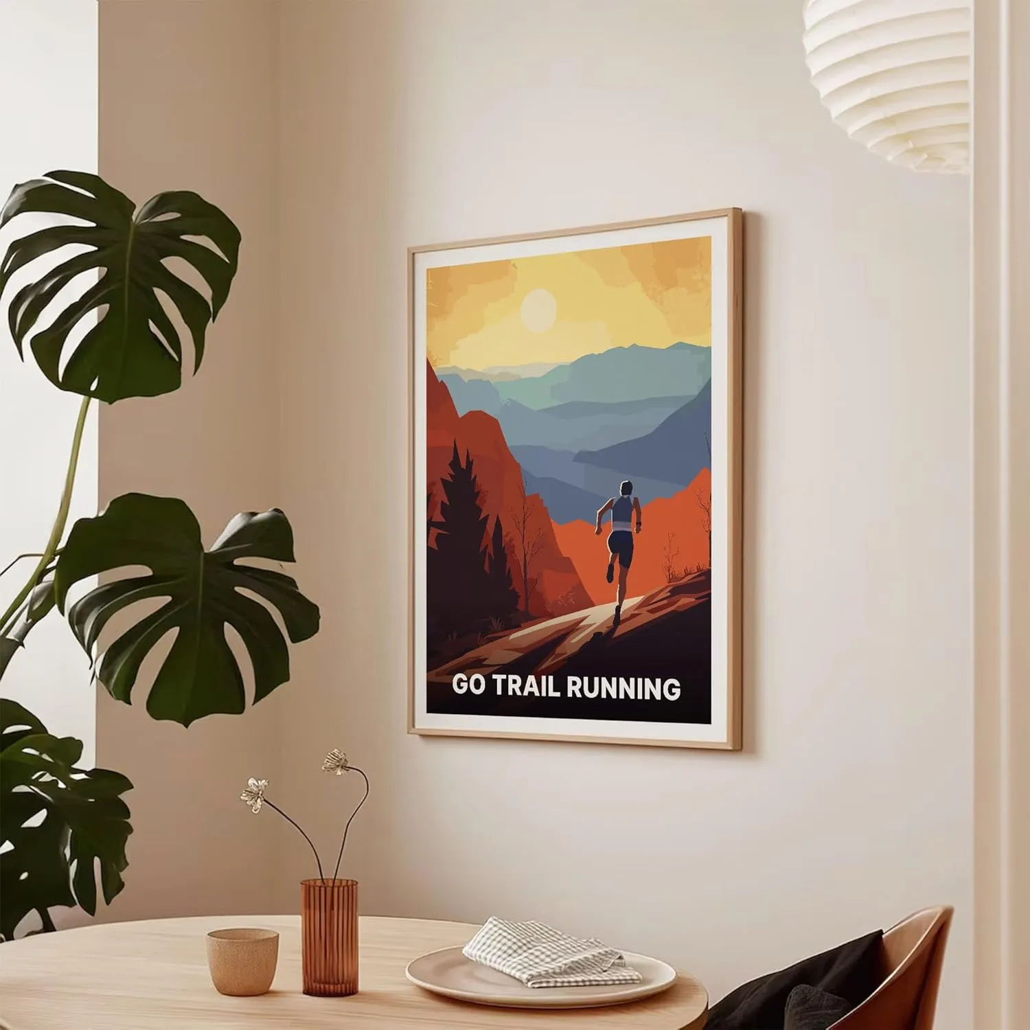 Trail Running Outdoor Adventure Poster, Marathon Triathlon Wall Art, Wild Swimming and Mountaineering Decor