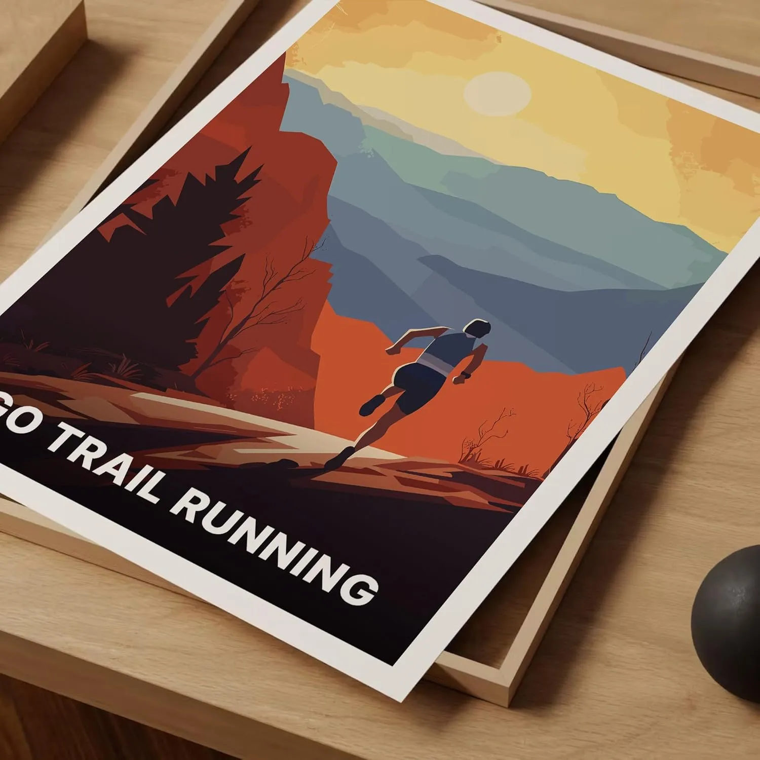 Trail Running Outdoor Adventure Poster, Marathon Triathlon Wall Art, Wild Swimming and Mountaineering Decor