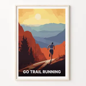 Trail Running Outdoor Adventure Poster, Marathon Triathlon Wall Art, Wild Swimming and Mountaineering Decor