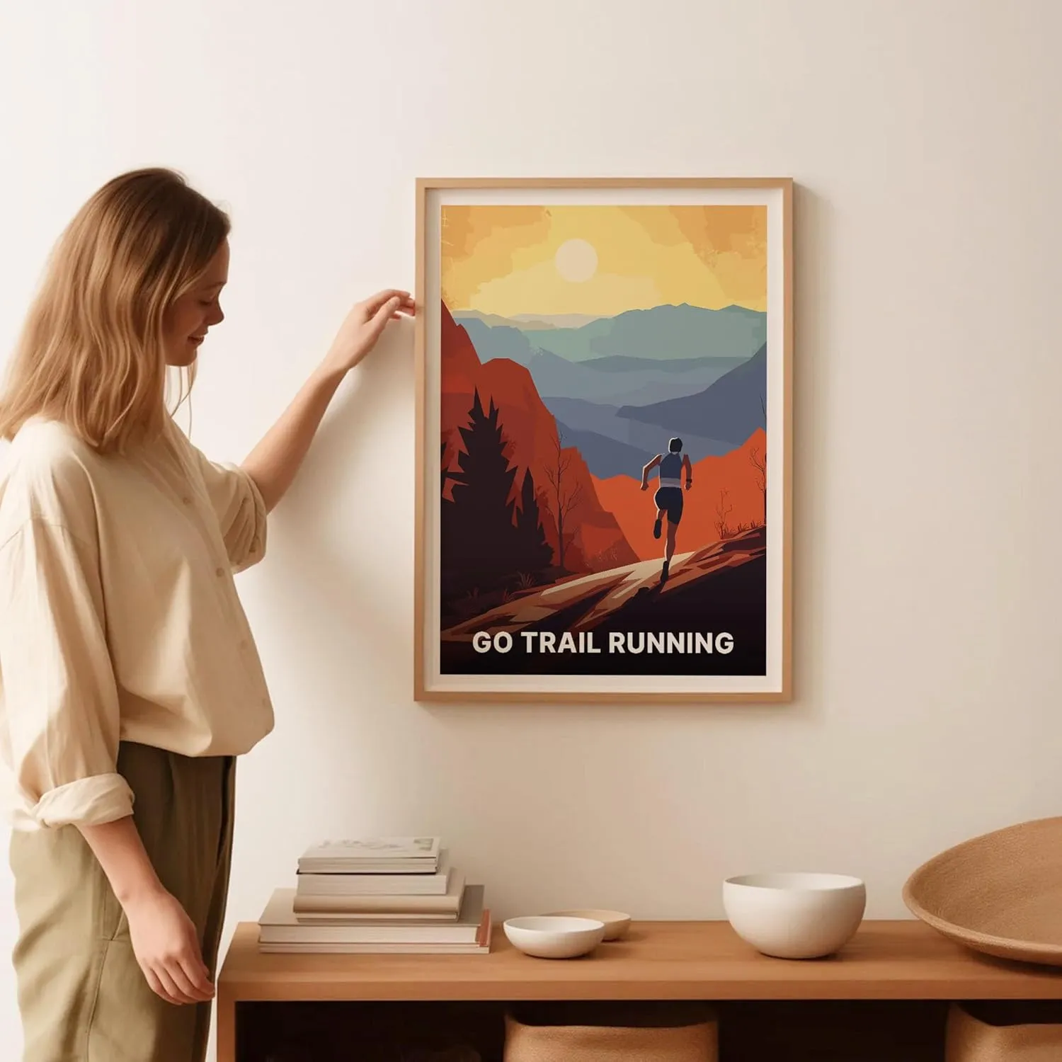 Trail Running Outdoor Adventure Poster, Marathon Triathlon Wall Art, Wild Swimming and Mountaineering Decor