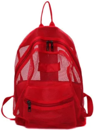 Transparent Mesh Backpacks Heavy Duty Semi-See Through Stadium Approved Student Backpack with Reinforced Straps (04#Red)