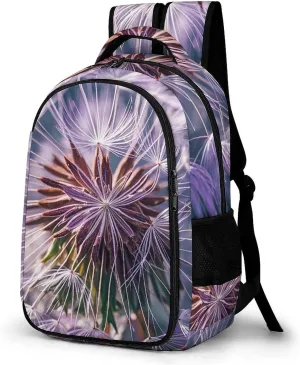 Travel Backpack for Women Men Botany Dandelion Purple Laptop Backpack Large Bookbag Computer Bag for Hiking