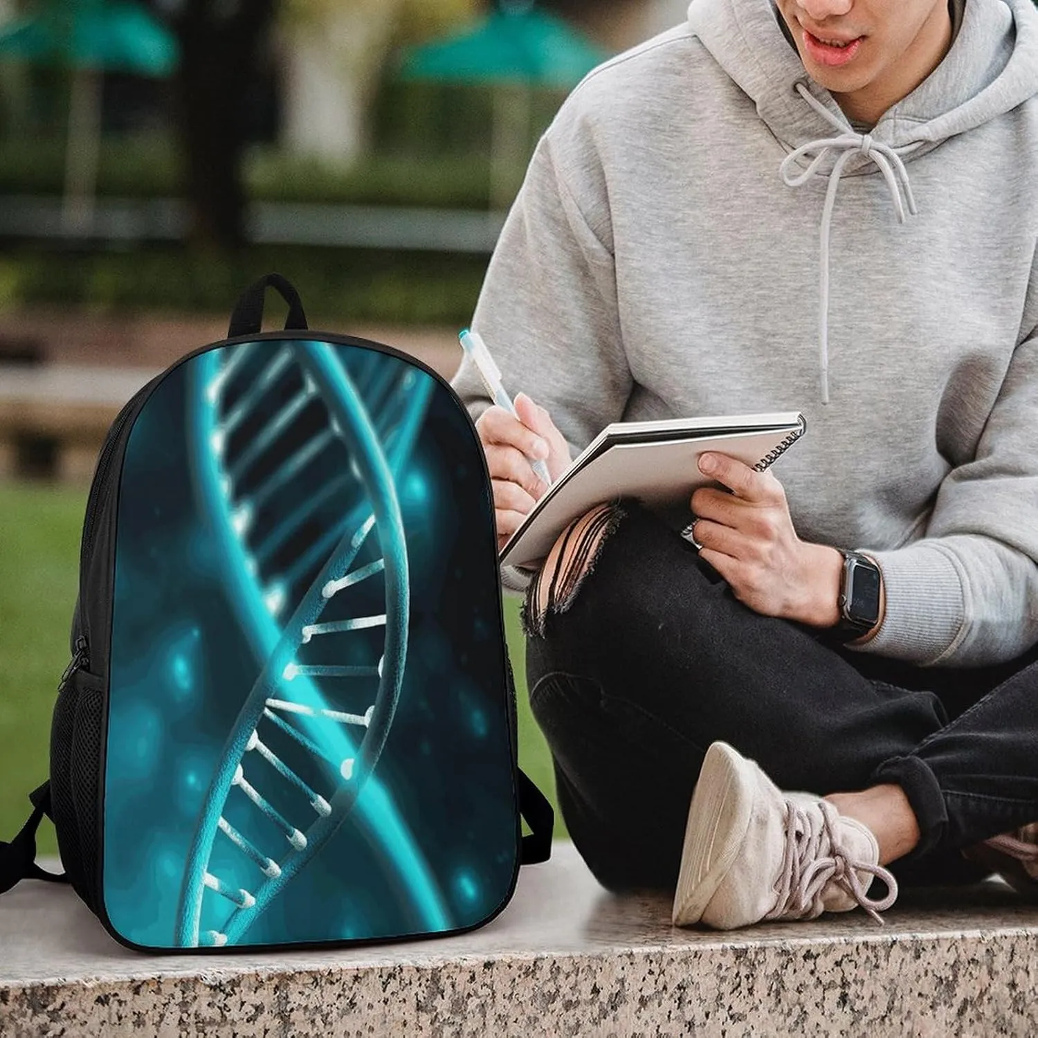Travel Laptop Backpack Slim Durable Lightweight Back Pack Cute Science Gene Strand Small Backpack For Women Men