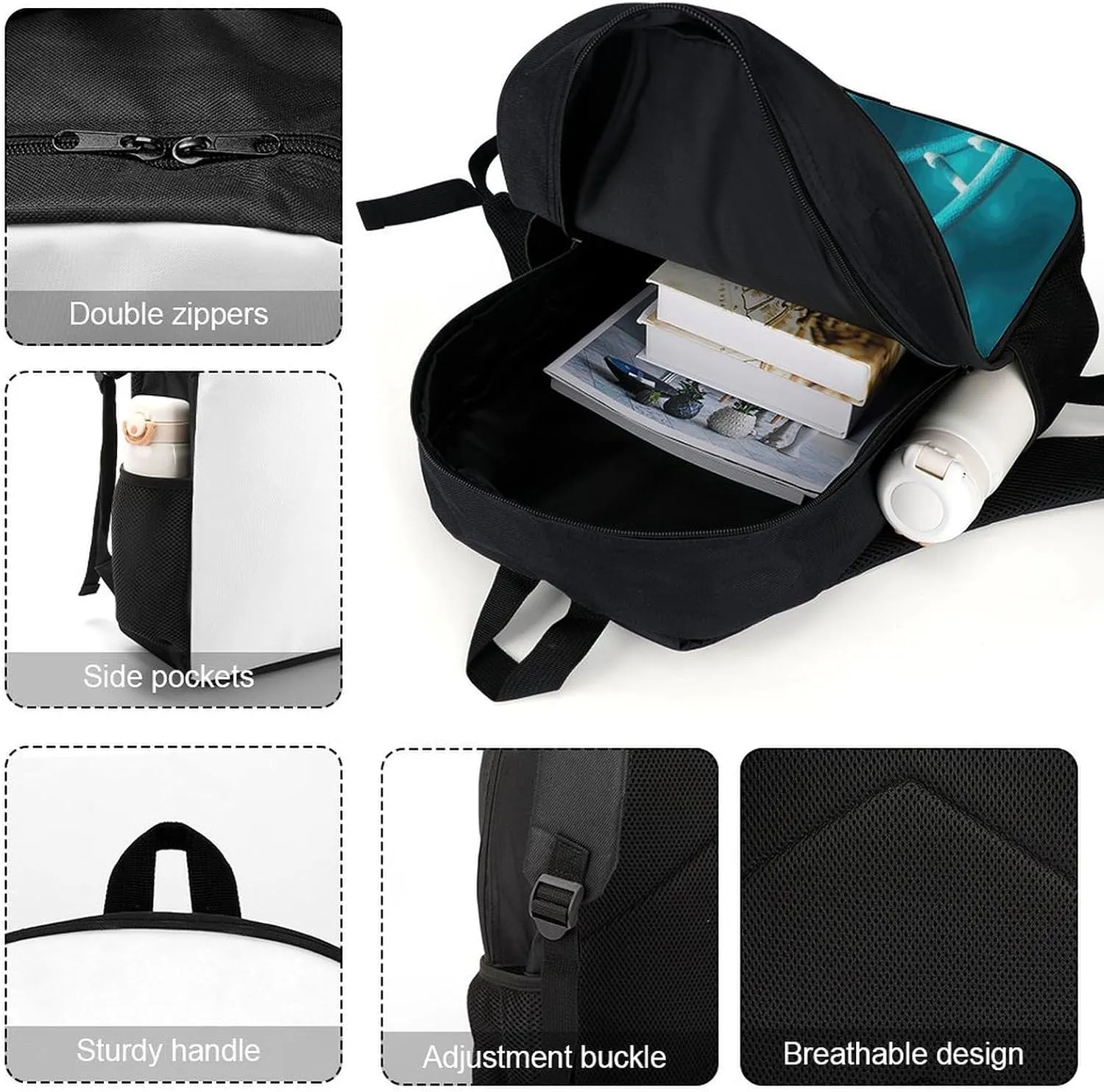 Travel Laptop Backpack Slim Durable Lightweight Back Pack Cute Science Gene Strand Small Backpack For Women Men