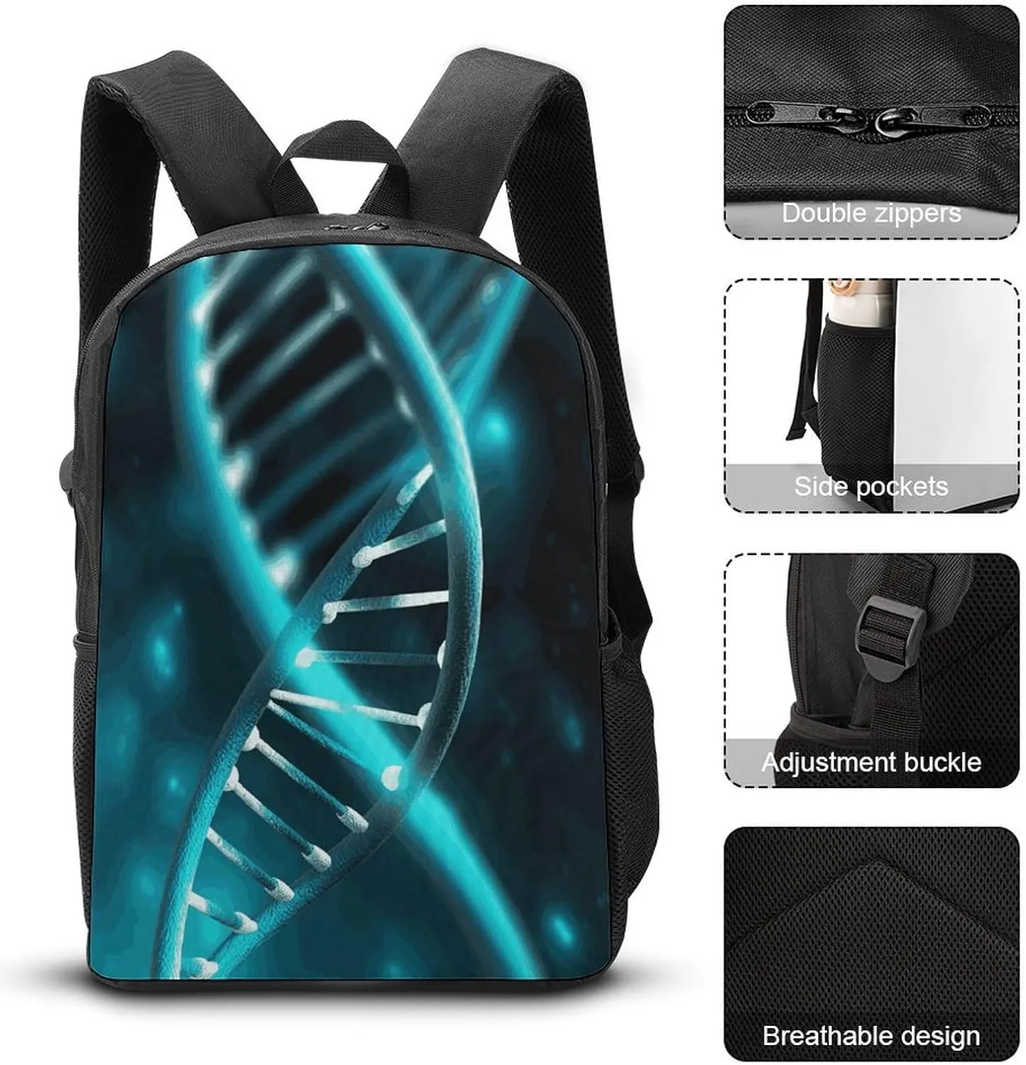 Travel Laptop Backpack Slim Durable Lightweight Back Pack Cute Science Gene Strand Small Backpack For Women Men