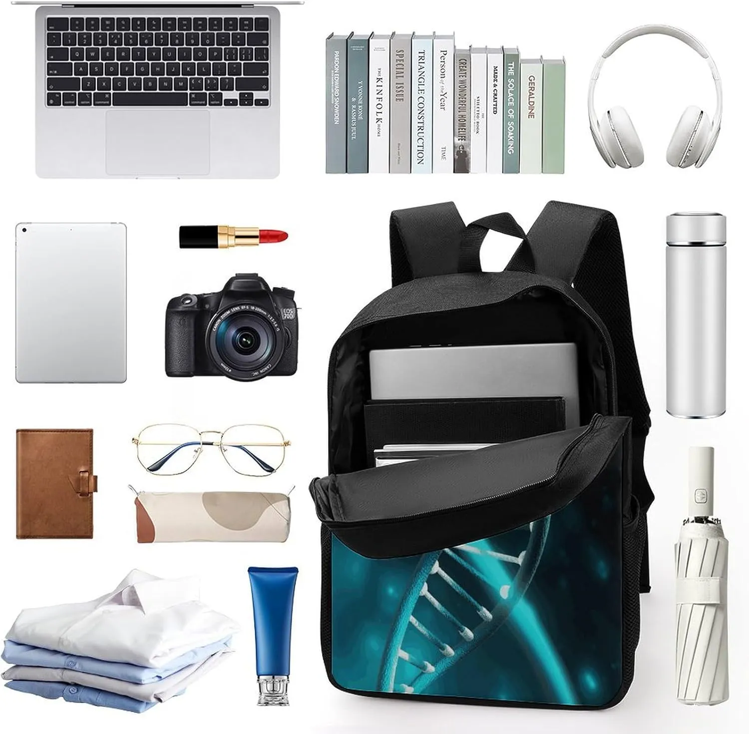 Travel Laptop Backpack Slim Durable Lightweight Back Pack Cute Science Gene Strand Small Backpack For Women Men