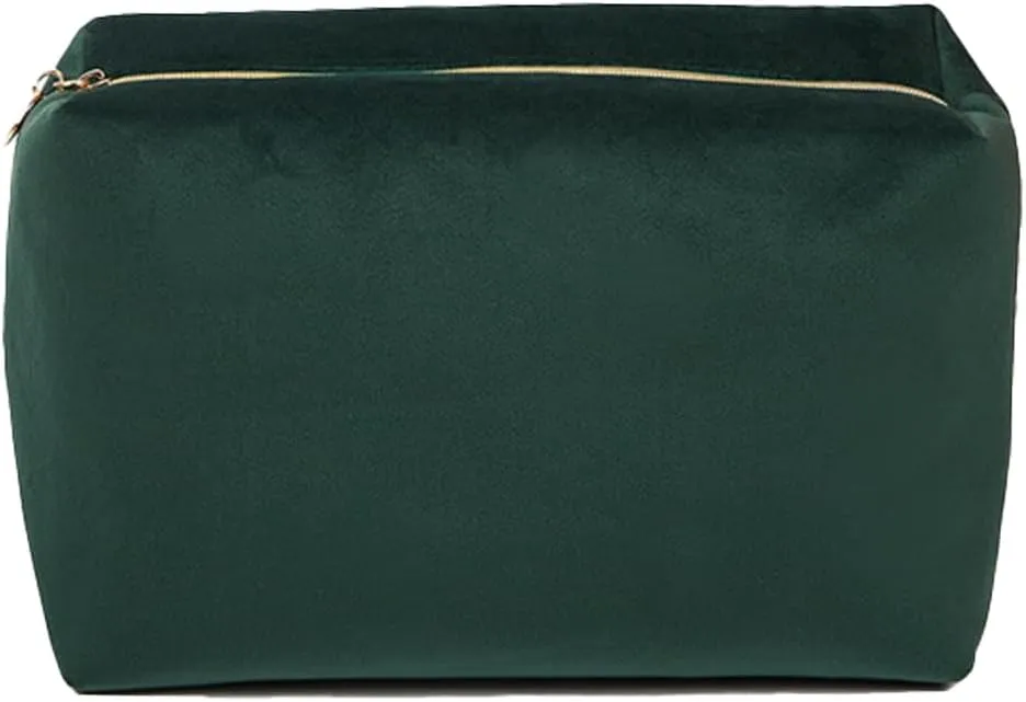 Travel Makeup Bag for Women, Portable Cosmetic Bag with Zipper, Large Capacity Makeup Pouch for Skincare Products, Travel Accessories (Dark Green)
