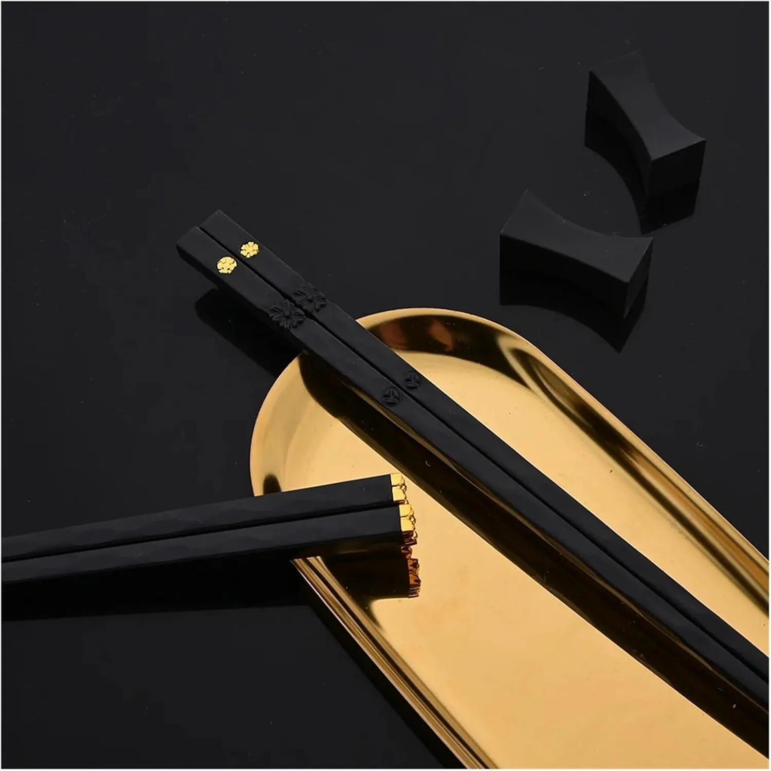 travel utensils Tableware Set 15-20Pcs Cutlery Set Stainless Steel Dinnerware Knife Fork Spoon Chopsticks Cutlery Set(15Pcs Black Gold)