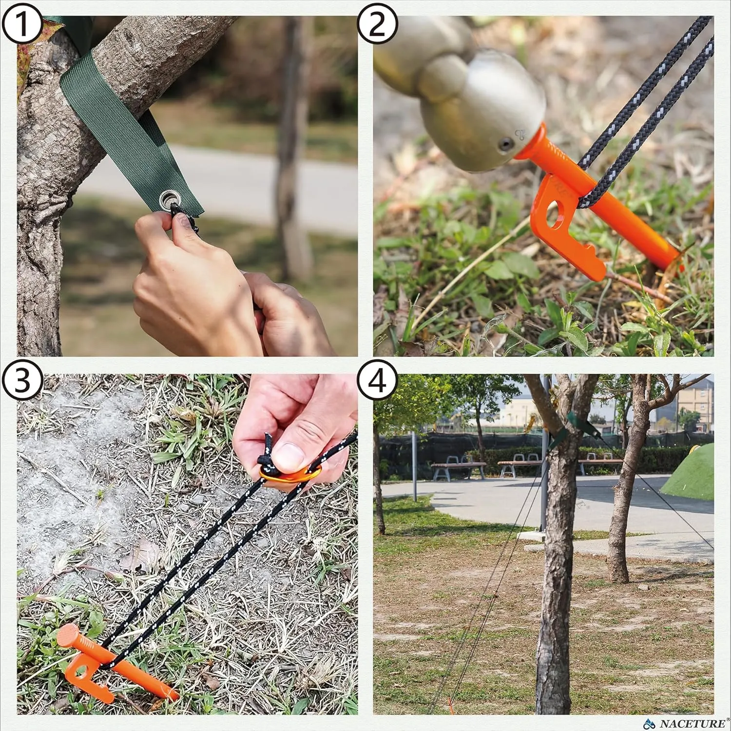 Tree Straightening Kit 6 Pack - Supports and Stake for Leaning Trees, 13.12 Feet Straps for Young Growth