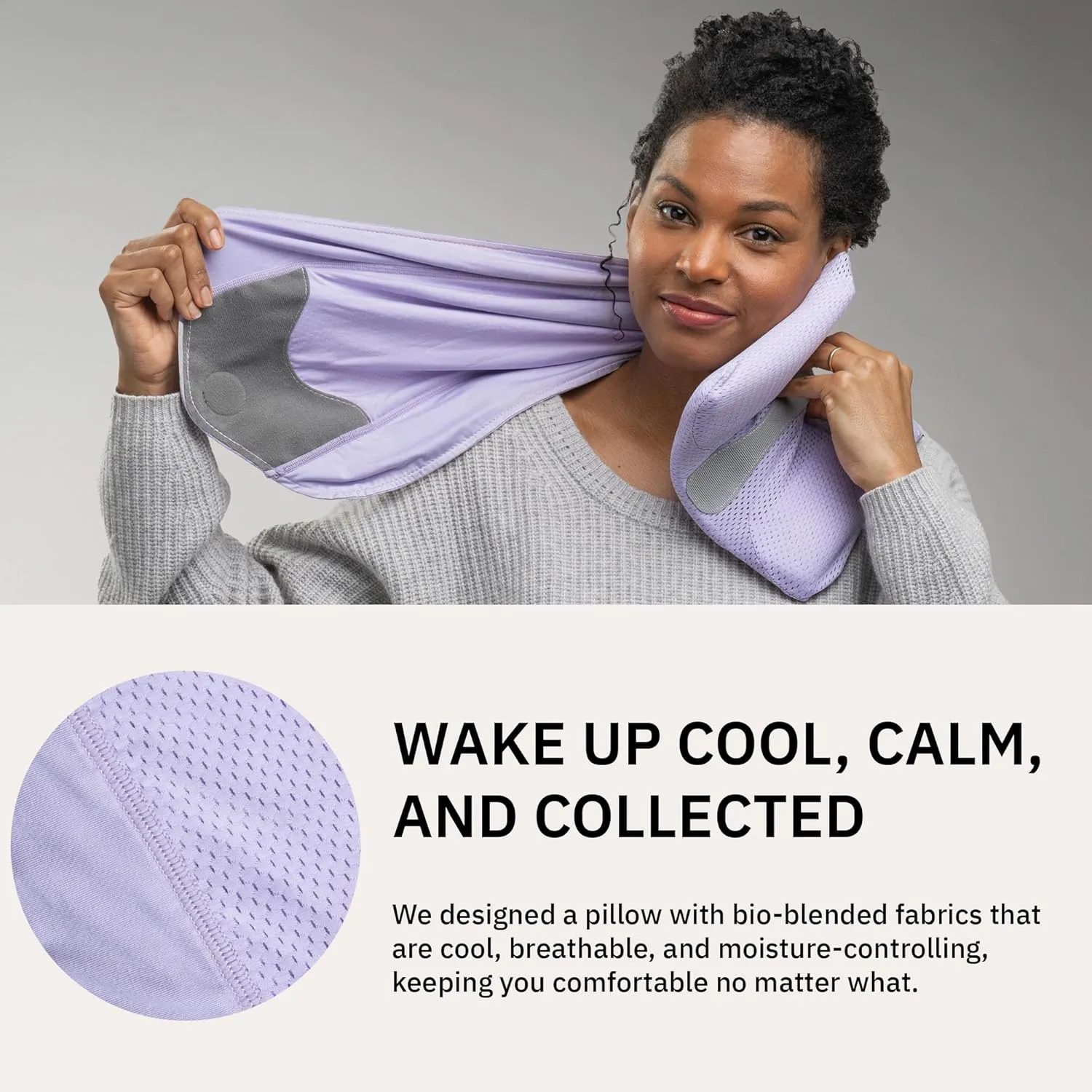 trtl Travel Pillow Cool for Neck Support - Cooling Plane Neck Pillow - with Breathable Fabric - Lightweight and Easy to Carry - Whisper Lilac