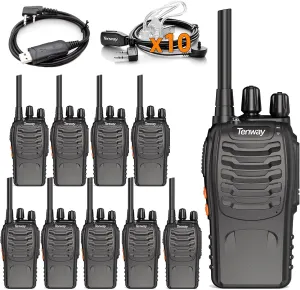 TW-888S Walkie Talkies for Adults Two Way Radios Long Range with Headphones,16 Channel Handheld 2 Way Radio Rechargeable with Flashlight Li-ion Battery and Charger (8Sx10E)
