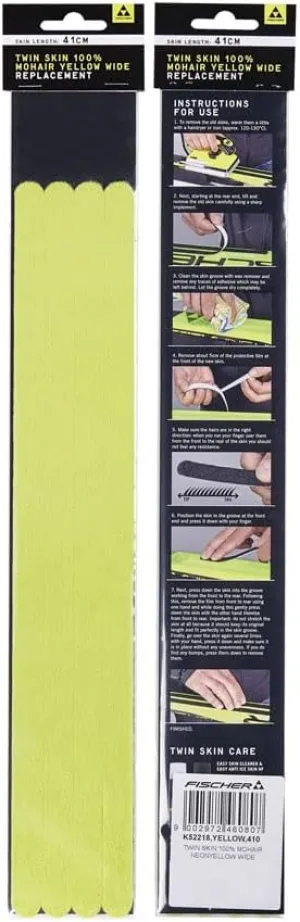 Twin Skin 100% Mohair Neon Yellow Durable Wide Replacement Skins for Backcountry Touring and Ski Mountaineering, 370