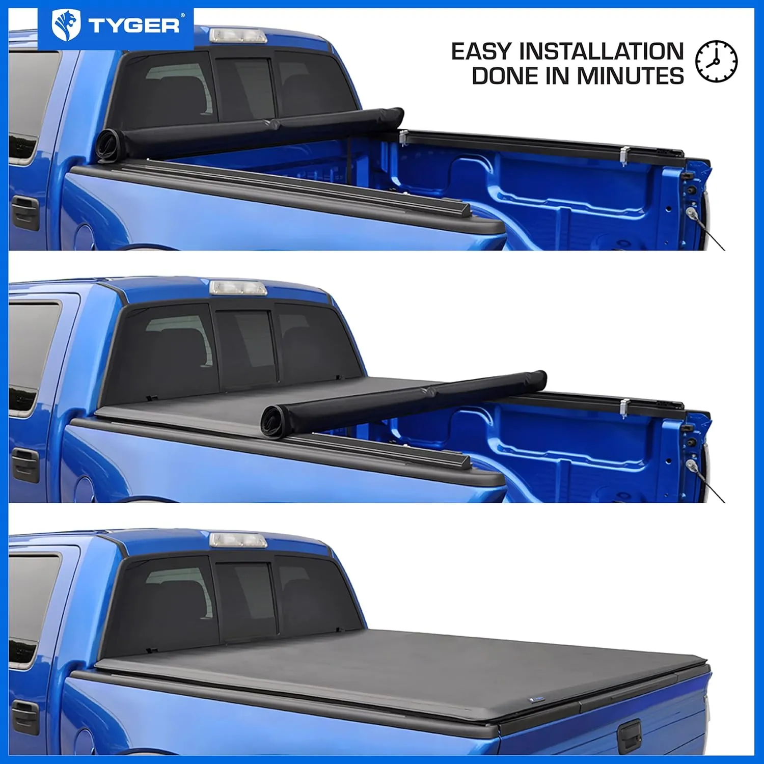 Tyger Auto T1 Soft Roll-up Truck Bed Tonneau Cover Compatible with 2005-2021 Nissan Frontier; 2009-2012 Suzuki Equator | 5' (59") Bed | TG-BC1N9034, Black