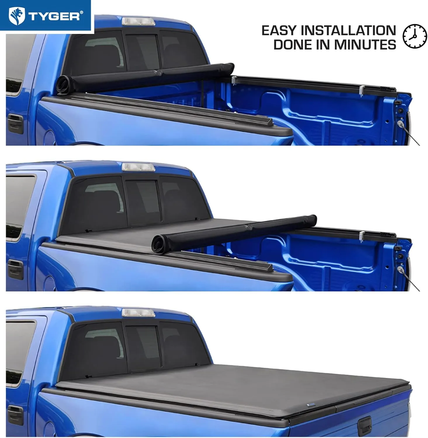 Tyger Auto T1 Soft Roll-up Truck Bed Tonneau Cover Compatible with 2005-2021 Nissan Frontier; 2009-2012 Suzuki Equator | 5' (59") Bed | TG-BC1N9034, Black