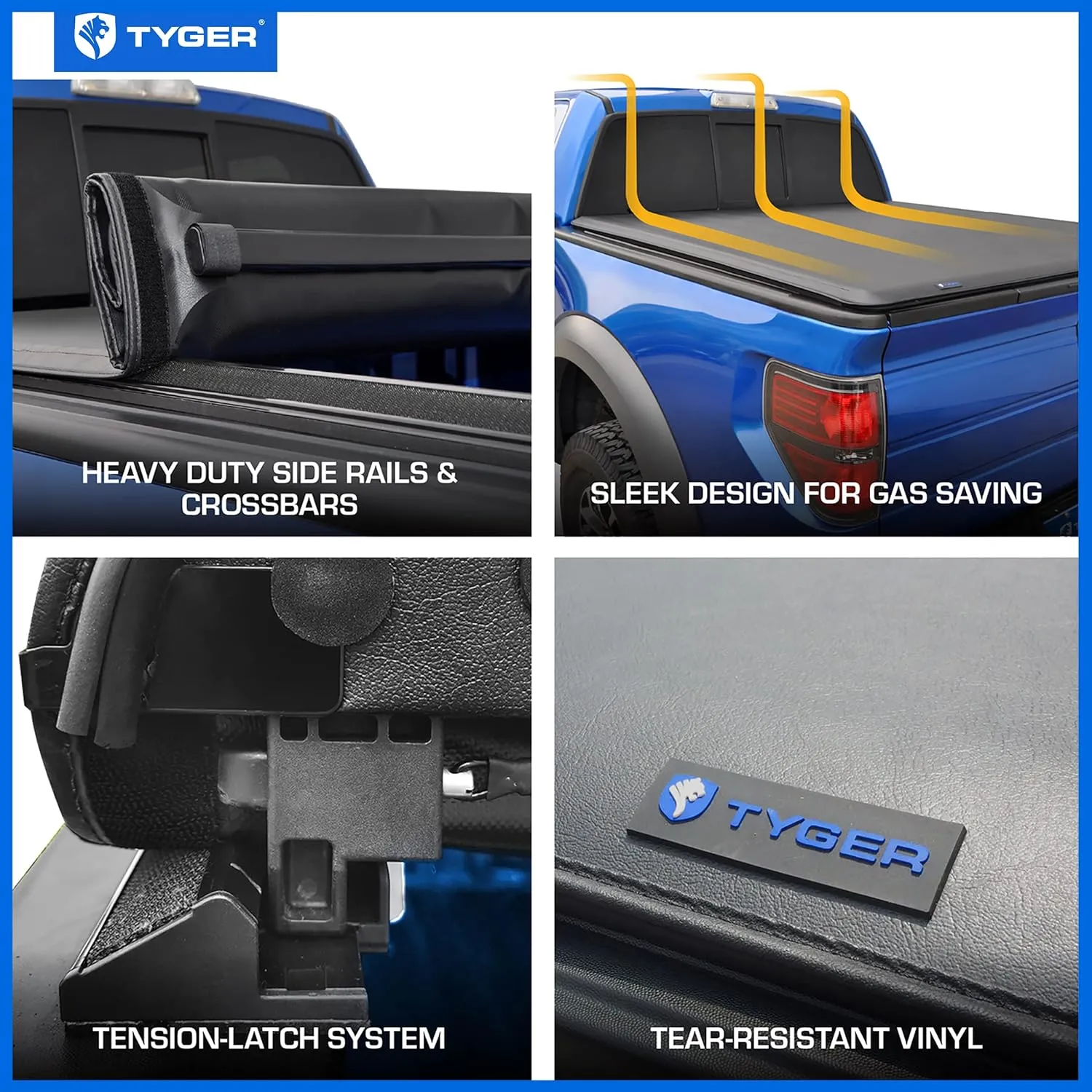 Tyger Auto T1 Soft Roll-up Truck Bed Tonneau Cover Compatible with 2005-2021 Nissan Frontier; 2009-2012 Suzuki Equator | 5' (59") Bed | TG-BC1N9034, Black