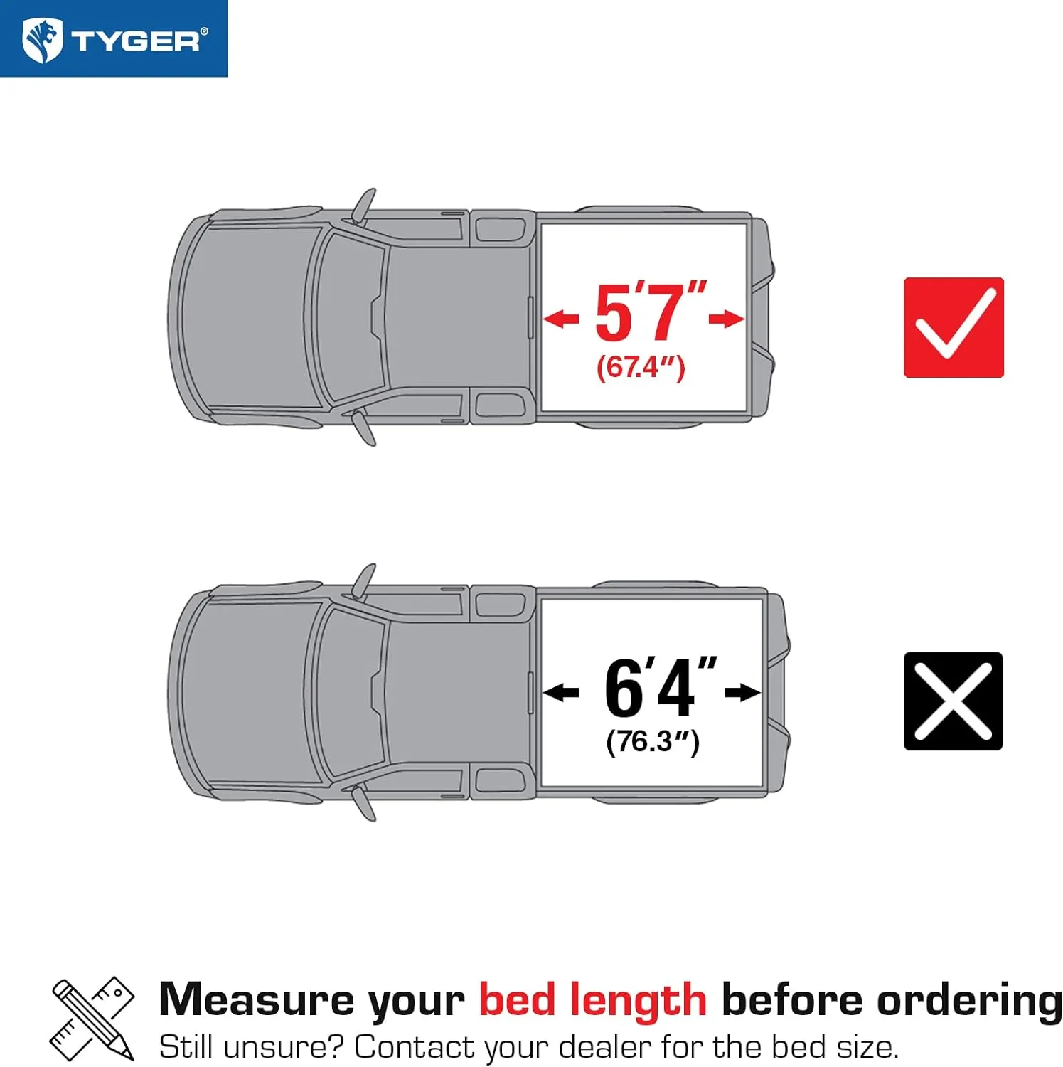 Tyger Auto T1 Soft Roll-up Truck Bed Tonneau Cover Compatible with 2019-2025 Ram 1500 New Body (Not Fit 19-25 Classic) | 5'7" (67") Bed | TG-BC1D9046