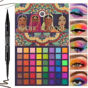 UCANBE Neon Eyeshadow Makeup Palette   Brown Eyeliner Pencil, Highly Pigmented Waterproof Long Lasting Make Up Pallet Gift Set
