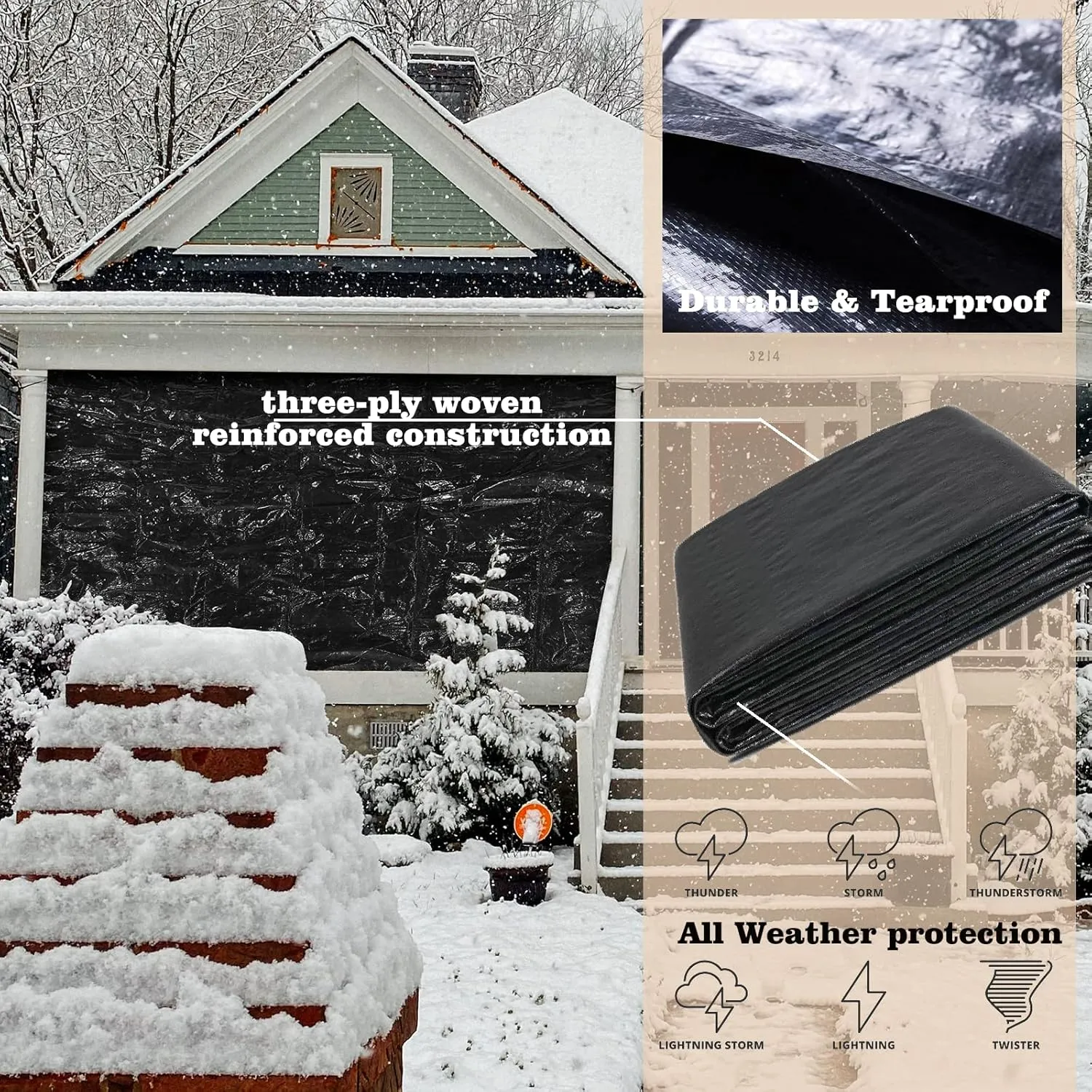 UCINNOVATE Black Tarps Heavy Duty Waterproof 10x10 ft Blackout Tarp Waterproof Cover, 14Mil Druable Black Poly Tarps with Grommets, UV Resistant Heavy Duty Tarp for Outdoor Roof Rain Wind Protection