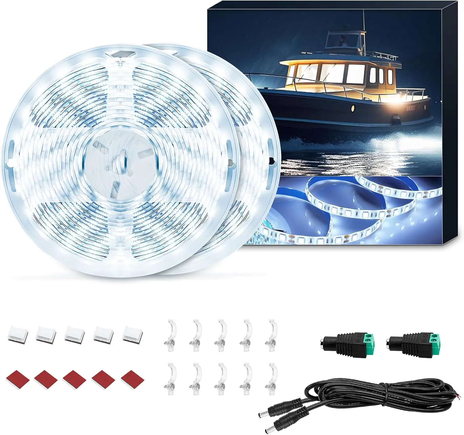 UCINNOVATE LED Boat Light, 32.8FT Marine Waterproof LED Strips, Boat Interior Light, Accent Light, Courtesy Interior Lights, Fishing Night for Pontoon Bass Fishing Yacht Kayak (12V, White)